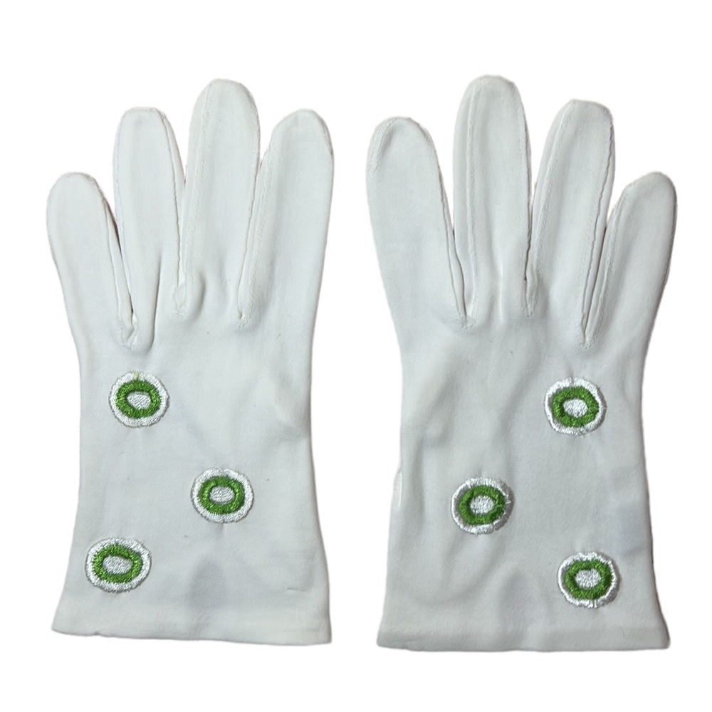 Vintage Viola Weinberger fabric gloves white & green Mrs Santa